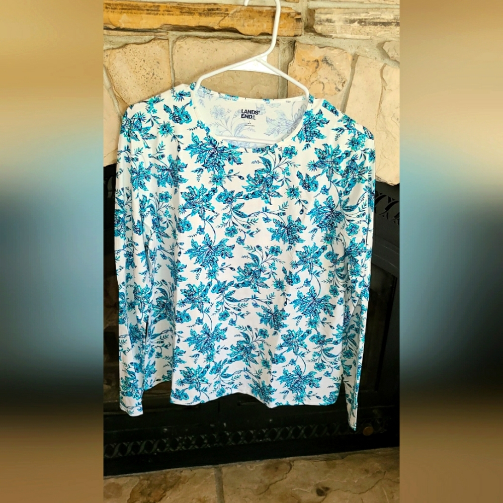 NEW Land's End Swim Top Cover Up or Lomg Sleeve Top Size L 14-16